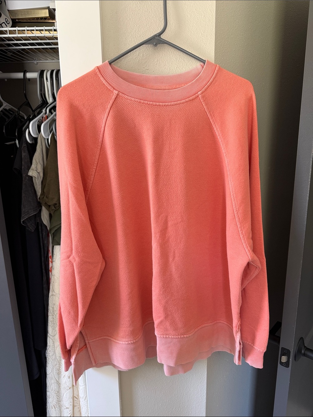 aerie Coral Scoopneck Crew Sweatshirt